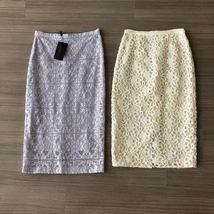 Burberry Prorsum & London skirts, purple & cream, size US 6 & IT 40